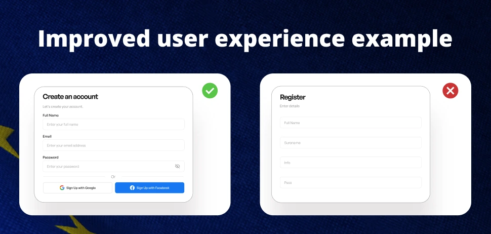 Example of improved user experience according to the European Accessibility Act